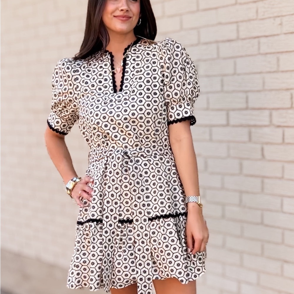 Elegant Black and White Patterned Dress